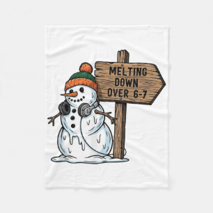 Smeltend Over 6-7 Grappige 67 Kerstman Sneeuwman Fleece Deken
