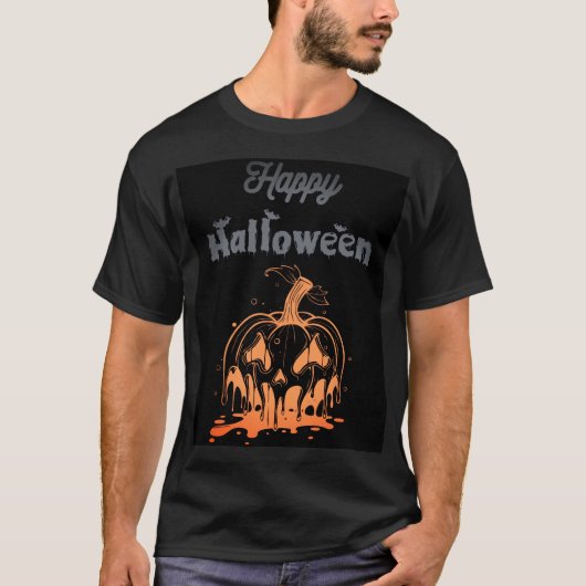 Smeltend pompoengezicht - Spooky Halloween-T-shirt T-shirt (Voorkant)