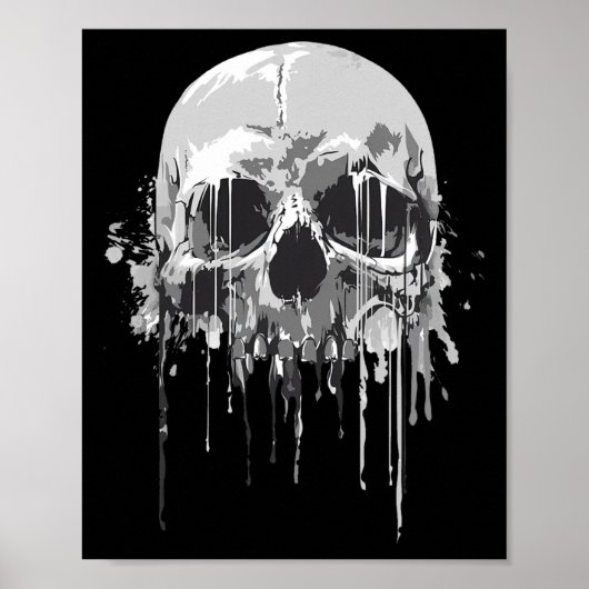 Smeltend Skelet Druppelende Enge Schedel Halloween Poster (Voorkant)