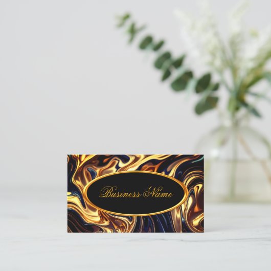 Smeltend Vuur Goud Sinaasappel Zwart Vloeistof Visitekaartje (Staand voorkant)