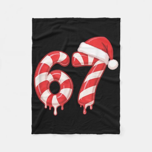 Smeltende Candy Cane 67 Kerstontwerp Fleece Deken (Voorkant)