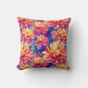 Smeltende Chrysanthemum Pop Art Levendig Ontwerp Kussen