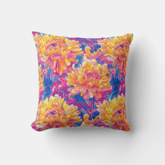 Smeltende Chrysanthemum Pop Art Levendig Ontwerp Kussen