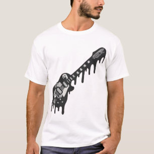 Smeltende elektrische gitaar druipende verf Rockmu T-shirt