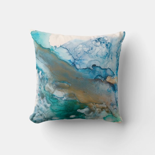 Smeltende Gletsjer Alcohol Inkt Schilderen Kussen (Voorkant)