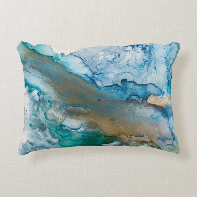 Smeltende Gletsjer Alcoholinkt Abstract Schilderen Accent Kussen (Voorkant)