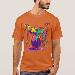 Smeltende Pop Art Drumstel Grappige Drummer Muzika T-shirt