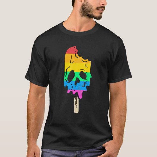 Smeltende regenboogijs Crème Skull Halloween Popsi T-shirt (Voorkant)