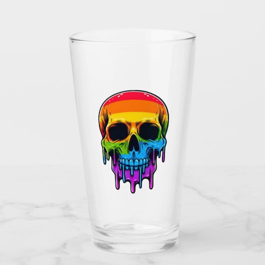 Smeltende regenboogschedel glas (Voorkant)