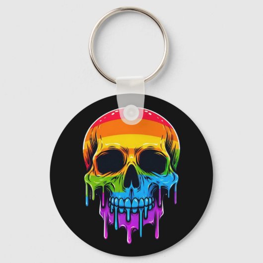 Smeltende regenboogschedel sleutelhanger (Voorkant)