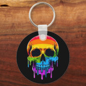 Smeltende regenboogschedel sleutelhanger (Voorkant)