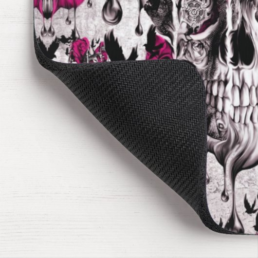 Smeltende Roos schedel in grijs en roze Muismat (Hoek)