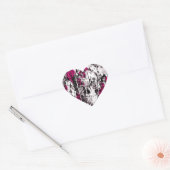 Smeltende Rozen schedel in grijs en roze Hart Sticker (Envelop)