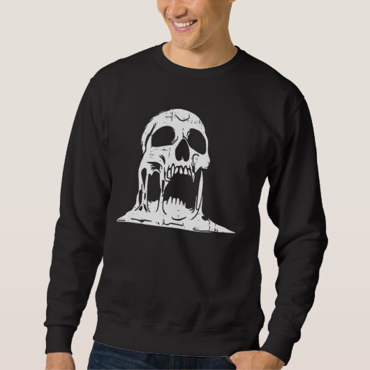 Smeltende Schedel Halloween Spooky Skeleton Botten Trui (Voorkant)