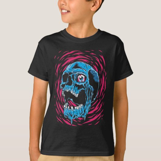 Smeltende Schedel: Psychedelische Horror T-shirt (Voorkant)