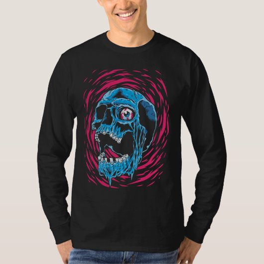 Smeltende Schedel: Psychedelische Horror T-shirt (Voorkant)