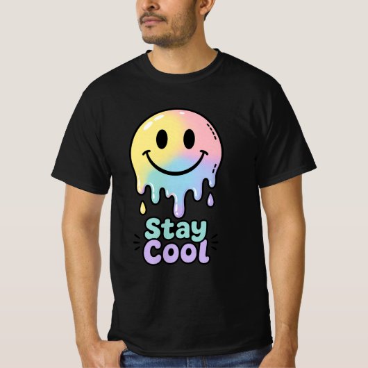 Smeltende Smiley Face Heren T-Shirt – Cool Drip Em (Voorkant)