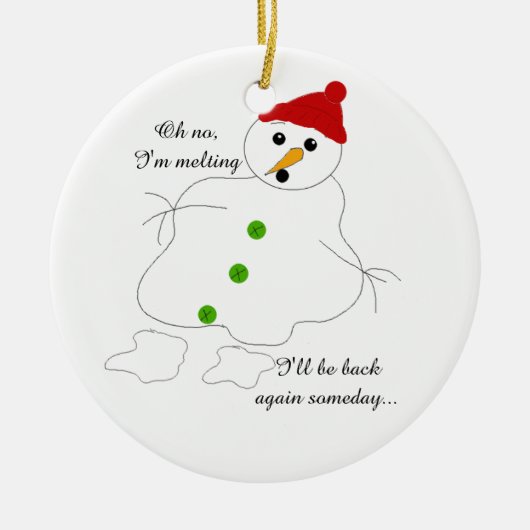 Smeltende Sneeuwman Keramisch Ornament (Voorkant)