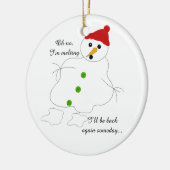 Smeltende Sneeuwman Keramisch Ornament (Links)