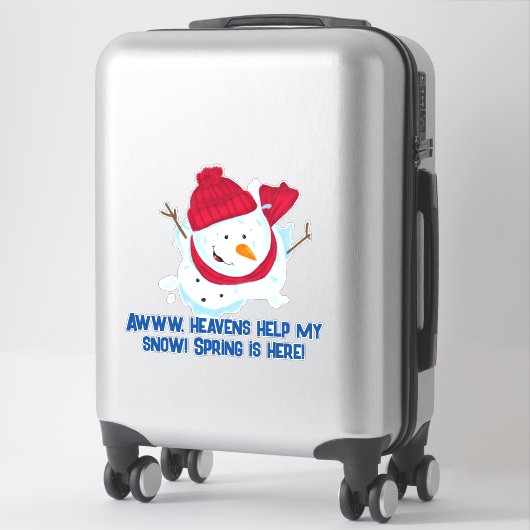Smeltende sneeuwman met grappig citaat sticker (Koffer)