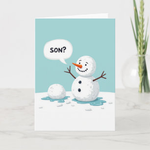 Smeltende Sneeuwman Zoon Grappige Kerstkaart Kaart