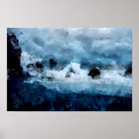 Smeltgolven van een overweldigende oceaan | Landsc Poster (Voorkant)