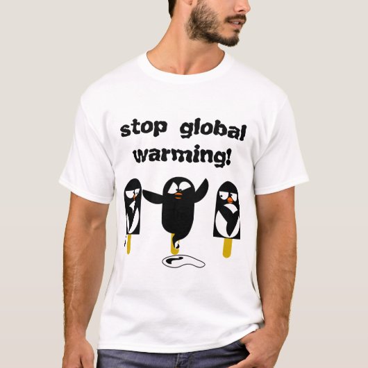 smeltijs pinguïn T-shirt tegen opwarming van de aa (Voorkant)
