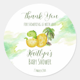 Smeltting binnenkort waterverf groene baby dinosau ronde sticker