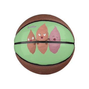 Smeltzingende zoete aardappelen cartoon-groenten basketbal