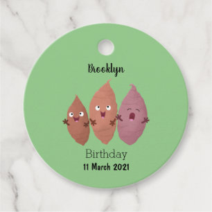 Smeltzingende zoete aardappelen cartoon-groenten bedankjes labels