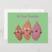 Smeltzingende zoete aardappelen cartoon-groenten briefkaart (Voorkant / Achterkant)