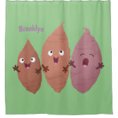 Smeltzingende zoete aardappelen cartoon-groenten douchegordijn (Voorkant)