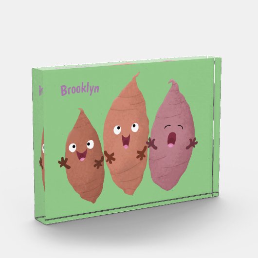 Smeltzingende zoete aardappelen cartoon-groenten fotoblokken (Links)