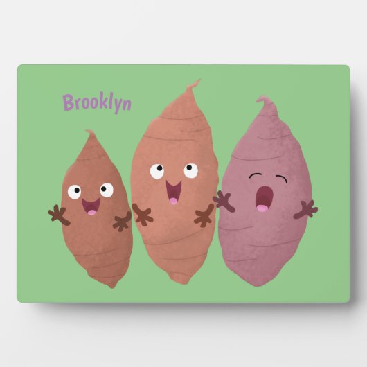 Smeltzingende zoete aardappelen cartoon-groenten fotoplaat (voorkant)