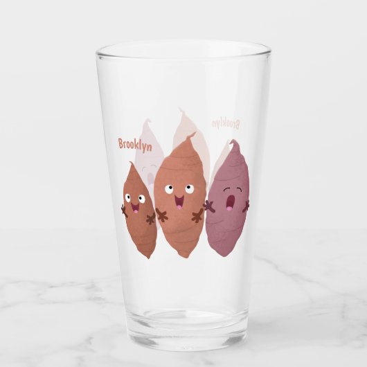 Smeltzingende zoete aardappelen cartoon-groenten glas (Voorkant)