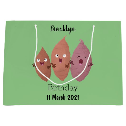 Smeltzingende zoete aardappelen cartoon-groenten groot cadeauzakje (Voorkant)