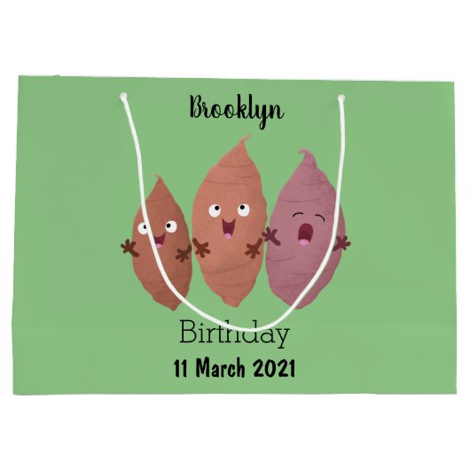 Smeltzingende zoete aardappelen cartoon-groenten groot cadeauzakje (Achterkant)