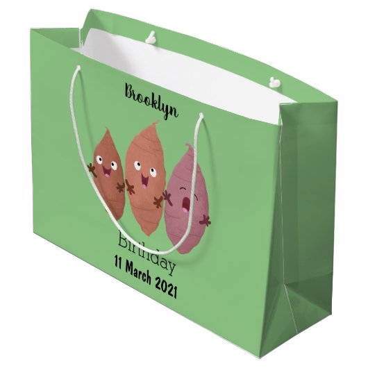 Smeltzingende zoete aardappelen cartoon-groenten groot cadeauzakje (Achterkant Gekanteld)