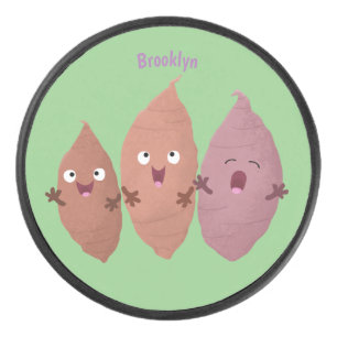 Smeltzingende zoete aardappelen cartoon-groenten hockey puck