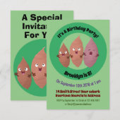 Smeltzingende zoete aardappelen cartoon-groenten kaart (Voorkant / Achterkant)