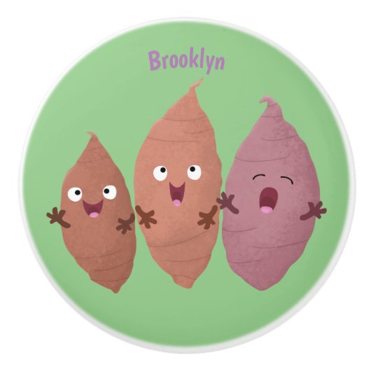 Smeltzingende zoete aardappelen cartoon-groenten keramische knop (Voorkant)