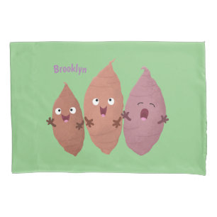 Smeltzingende zoete aardappelen cartoon-groenten kussensloop