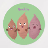 Smeltzingende zoete aardappelen cartoon-groenten labels (Design 1)