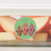 Smeltzingende zoete aardappelen cartoon-groenten labels (Aangebracht)