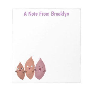 Smeltzingende zoete aardappelen cartoon-groenten notitieblok