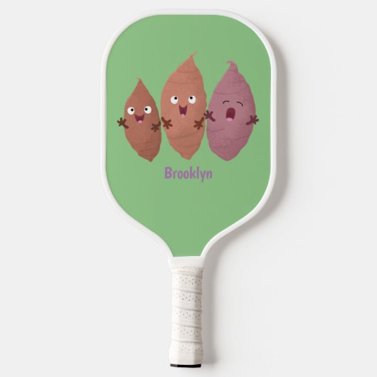 Smeltzingende zoete aardappelen cartoon-groenten pickleball paddle (Achterkant)