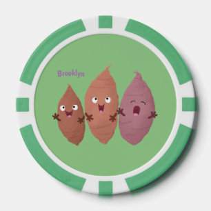 Smeltzingende zoete aardappelen cartoon-groenten poker chips