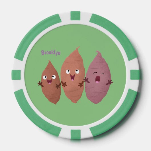 Smeltzingende zoete aardappelen cartoon-groenten poker chips (Voorkant)