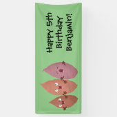 Smeltzingende zoete aardappelen cartoon-groenten spandoek (Verticaal)