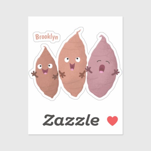 Smeltzingende zoete aardappelen cartoon-groenten sticker (Vel)